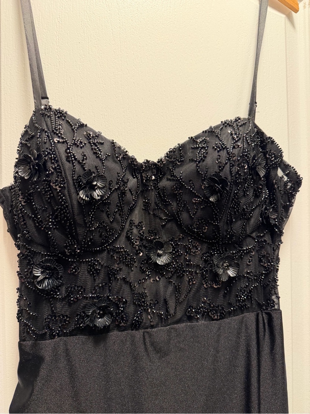 Windsor Black Beaded Floral Appliqué Maxi Dress